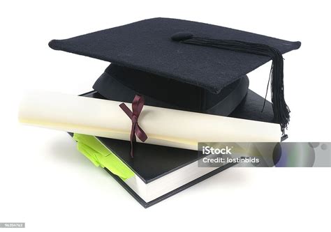 Mortar Board Cetificate And Text Book Stock Photo Download Image Now