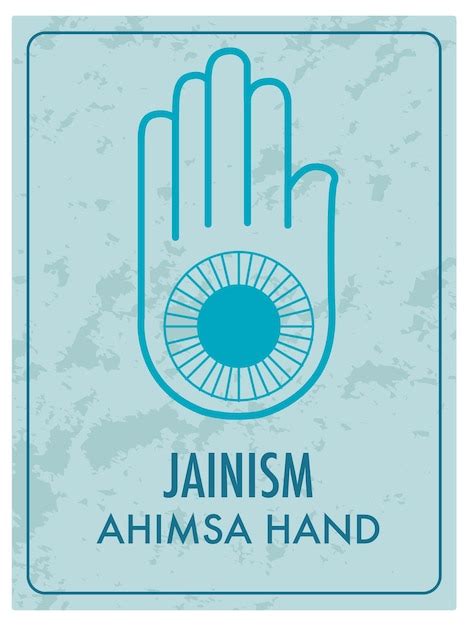 Symbole De La Main Bleue Ahimsa Dans Le Jaïnisme Vecteur Gratuite