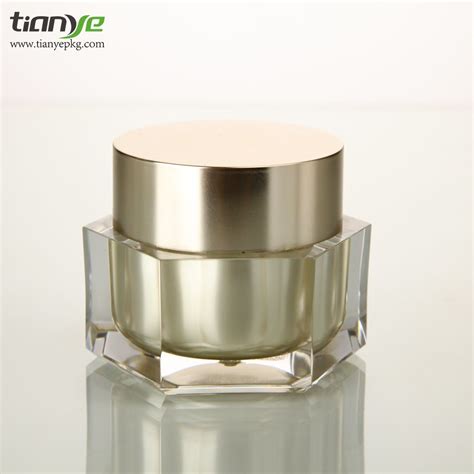 50ml Acrylic 6 Side Luxury Golden Cream Jar Cosmetic Skincare Packaging