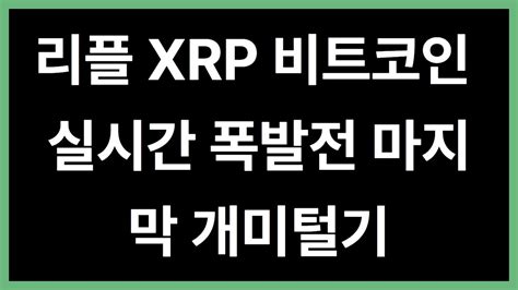 리플 Xrp 비트코인 실시간 폭발전 마지막 개미털기 이더리움 에이다 솔라나 코인애호가 Youtube