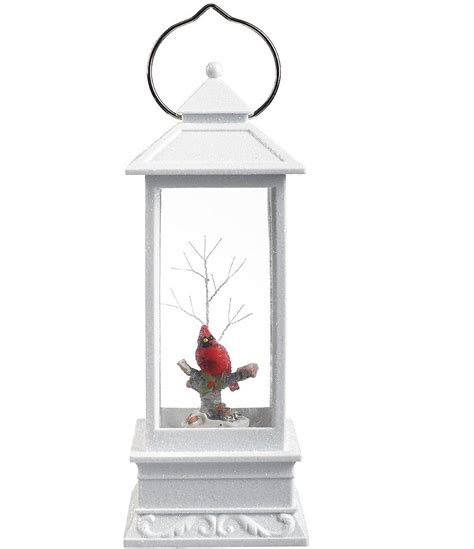 Roman White Lighted With Red Cardinal Led Lantern Dillards