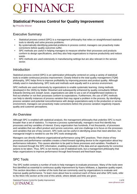 PDF Statistical Process Control For Quality Improvement Statistical