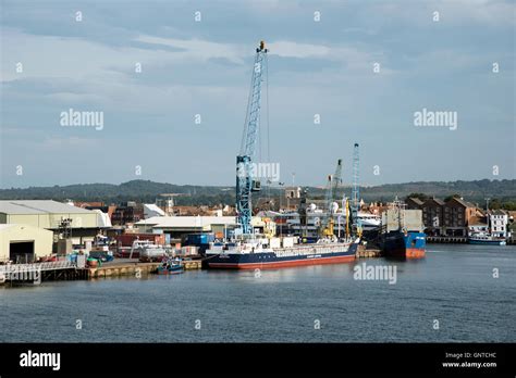 Poole Harbour Dorset Southern England Uk Ships Unloading From The