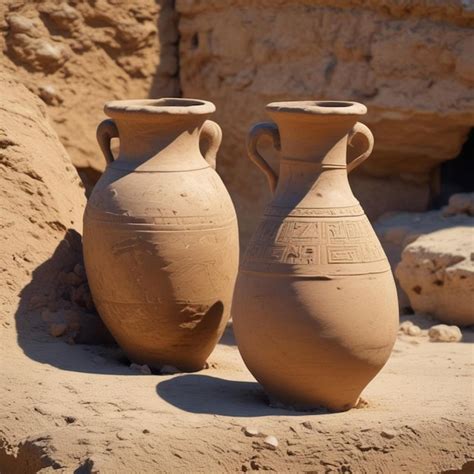 Premium Photo Two Clay Pots Are Sitting On A Ledge