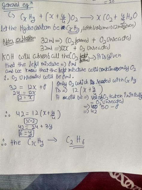 Ml Of A Gaseous Hydrocarbon Was Exploded With Ml Of Oxygen The