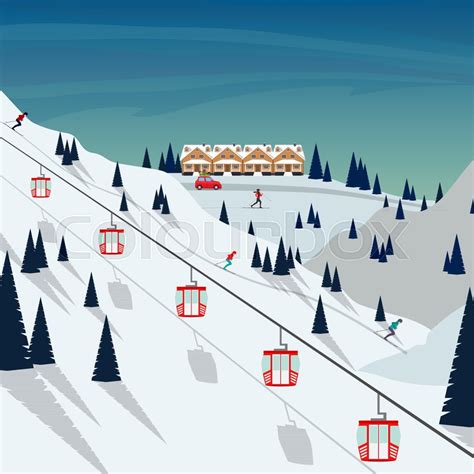 Ski Resort Snow Mountain Landscape Stock Vector Colourbox