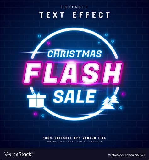 Christmas Flash Sale Neon Text Effect Royalty Free Vector