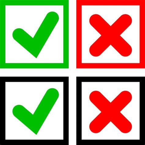 Premium Vector Square Check Mark And Cross Symbols Buttons