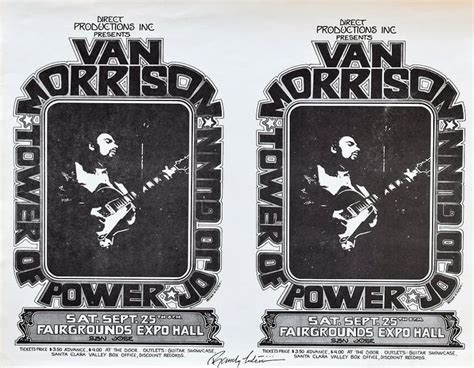 An Old Concert Poster For The Rock Band Van Morrison And Power S At Fairgroundss Expo Hall