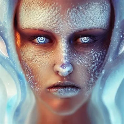 A Portrait Photo Of An Ice Elemental Human Features Stable