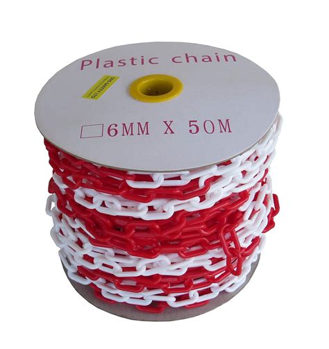 SNS SAFETY LTD Red And White Plastic Chain 6mm 50 0 Meters 164 Feet