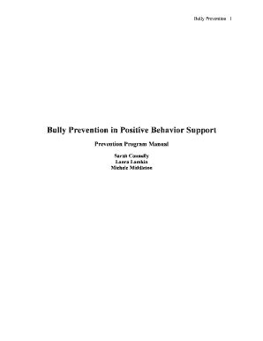 Fillable Online Bully Prevention In Positive Behavior Support Sarah