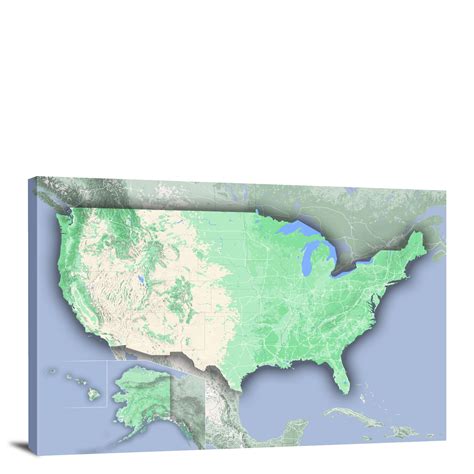 United States Terrain Map 2022 Canvas Wrap