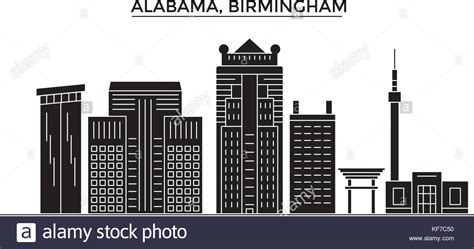 Usa, Alabama. Birmingham architecture vector city skyline, travel cityscape with landmarks ...