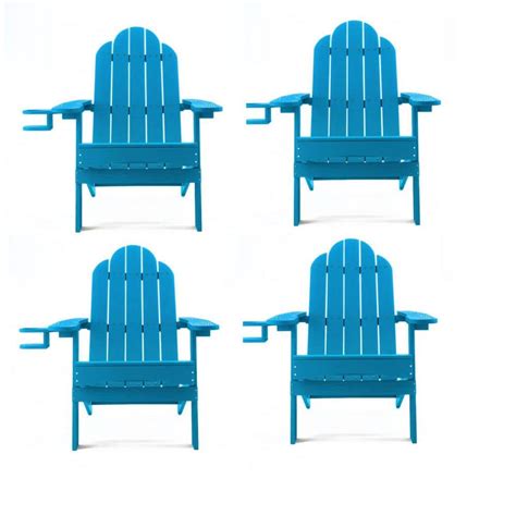 Lue Bona Blue Miranda Folding Recycled Plastic Outdoor Patio Adirondack