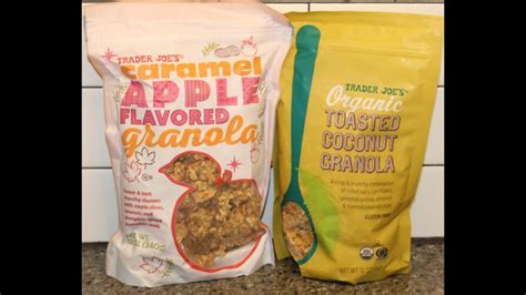 Trader Joe’s Granola Caramel Apple Flavored And Organic Toasted Coconut Review Youtube