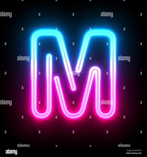 Blue Pink Glowing Neon Tube Font Letter M 3d Stock Photo Alamy