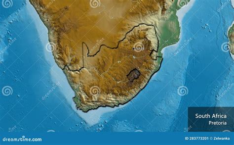 Shape Of South Africa Bevelled Relief Labels Stock Illustration