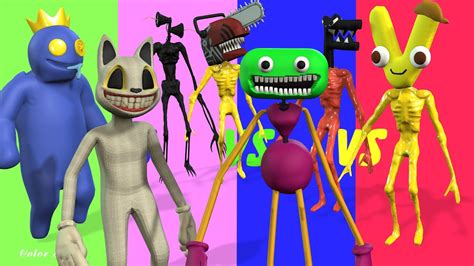 Rainbow Friends Vs Cartoon Cat Vs Jumbo Josh Mommy Long Legs Vs Siren