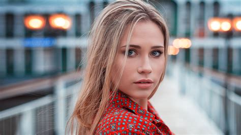 Wallpaper Women Blonde Face Portrait Depth Of Field Pink