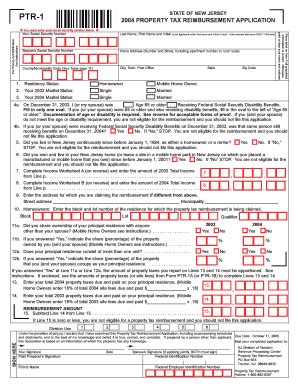 Fillable Online State Nj Form PTR 1 2004 State Of New Jersey