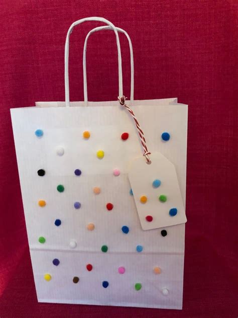 Gift Bag With Pom Poms On Etsy In 2021 Decorated Gift Bags