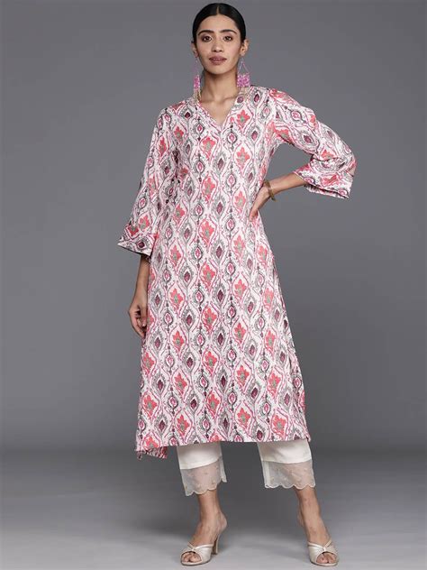 Buy Kalini Ethnic Motifs Printed Flared Sleeves A Line Kurta Kurtas