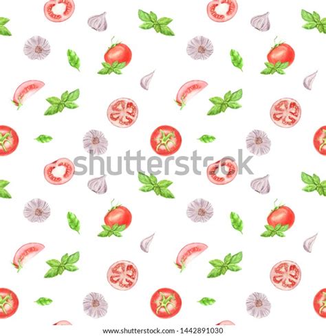 Watercolor Vegetable Seamless Pattern On White Stock Illustration