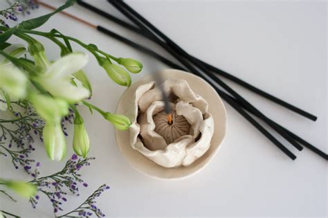 Ceramic Blossom Incense Stick Holder In White Yoga Meditation Etsy