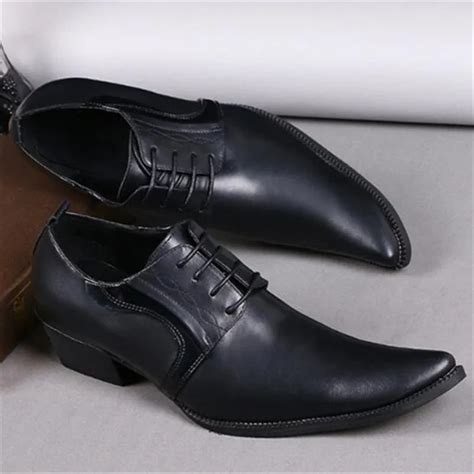 Lace Up Men Party Dress Shoes Black Genuine Leather Male Formal Business Shoes British Style Men