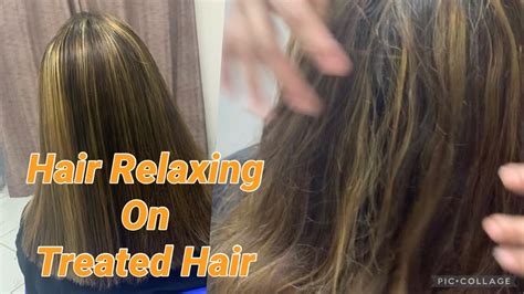 How To Do Permanent Hair Relaxing Rebonding On Highlighted Hair Step By Step Youtube