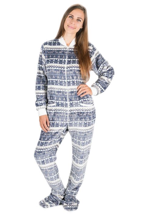 Silver Christmas Kajamaz Adult Footed Onesie Kajamaz