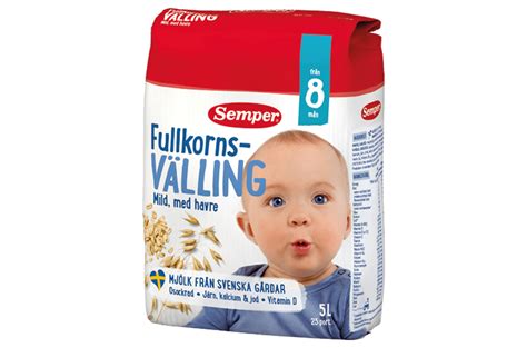 Mild fullkornsvälling med havre 8 månader Välling Semper Barnmat