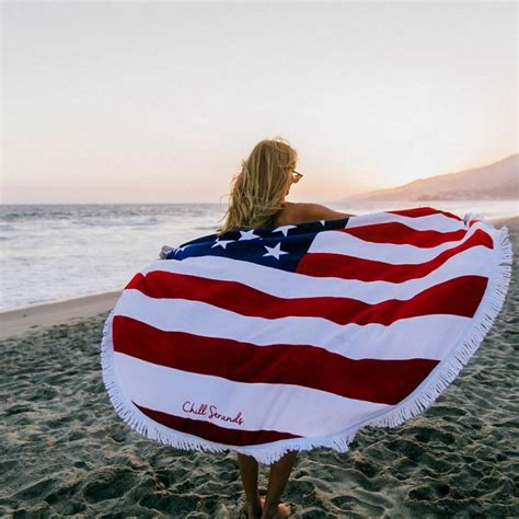 Red, White & Chill American Flag Round Beach Towel, Roundie Towels ...