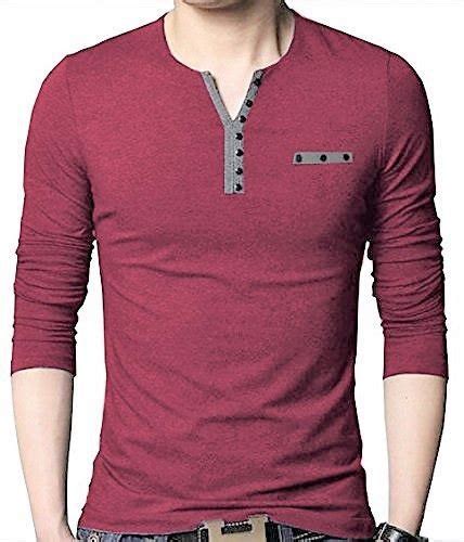 Plain Full Sleeves Cotton Henley Neck T Shirt At Rs 155 In Ludhiana