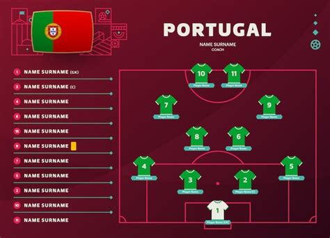 Premium Vector | Portugal lineup world Football 2022 tournament final ...