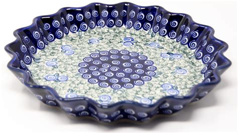 Polish Pottery Diameter Quiche Scalloped Pie Dish From Zaklady