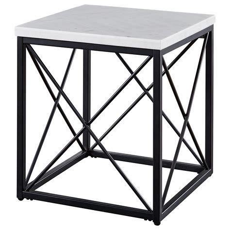 Steve Silver Salter Contemporary White Marble Top Square End Table