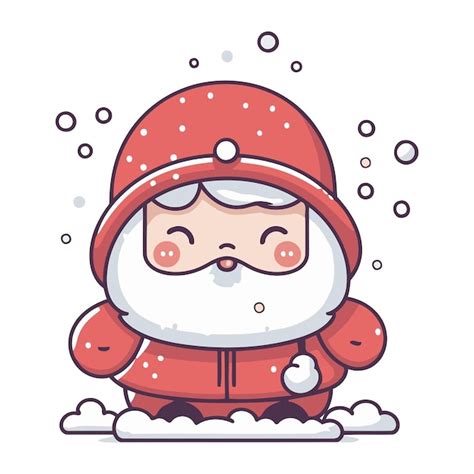 Premium Vector Cute Cartoon Santa Claus With Snow Vector Illustration