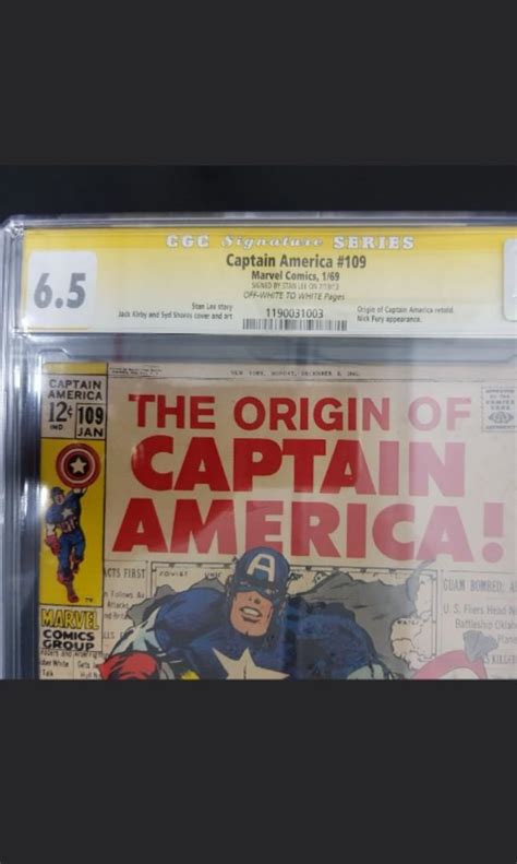 CGC 6 5 The Origin Of Captain America 109 Graded 1969 Marvel Signature