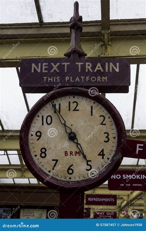 Old Station Clock On Platform Of Keighley Station Worth Valley Railway