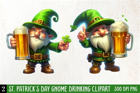 St Patricks Day Gnome Drinking Clipart Graphic By Craftart · Creative