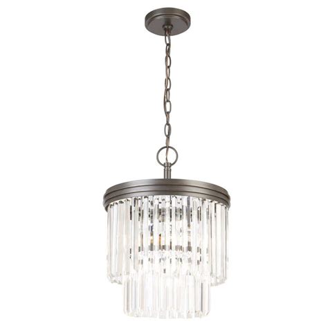 Hampton Bay 2 Light Oil Rubbed Bronze Crystal 2 Tier Chandelier