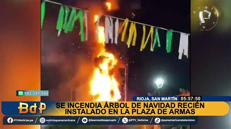 San Martín árbol navideño se incendia a pocas horas de ser inaugurado