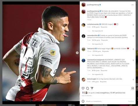 El Mensaje De Juanfer Quintero ¿para Despedirse De River Tn