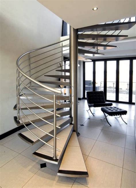 Modern Indoor Design Spiral Staircase With Stainless Steel Stair Railing Staircase And Spiral