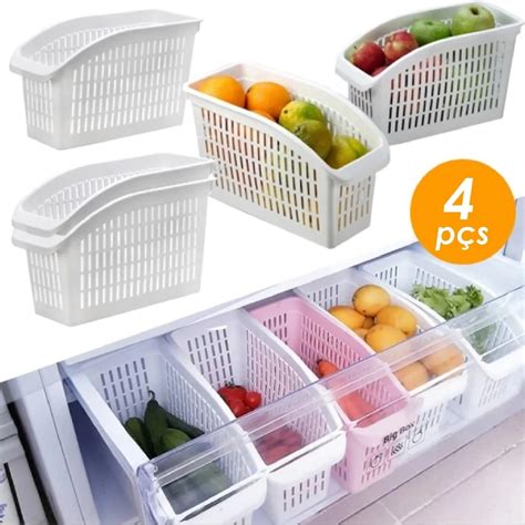 Kit 4 Pote Organizador De Geladeira Frutas Verduras Frescas MercadoLivre