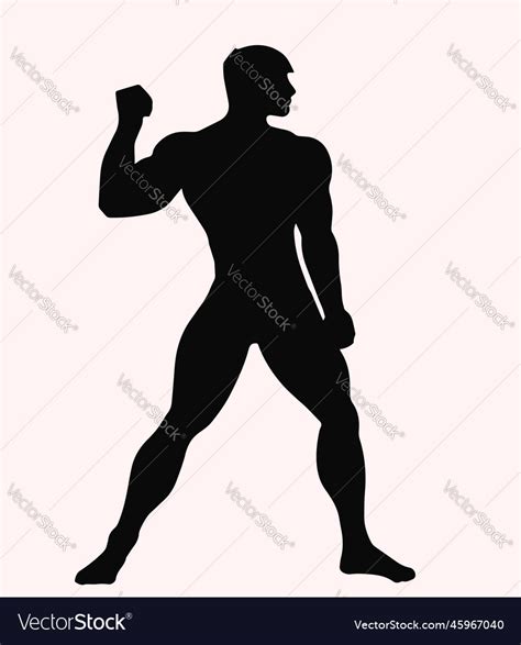 Naked Muscular Young Man Silhouette Royalty Free Vector