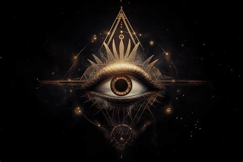 Premium Ai Image Third Eye On Black Background With Stars And Rays Of