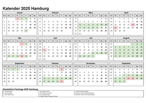 Kalender Hamburg Kostenlos Ferien Bersicht Feiertage Pdf